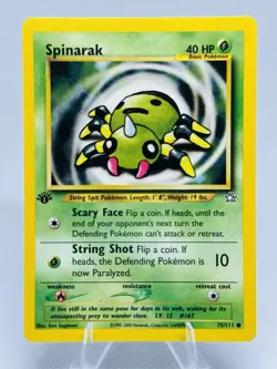 Spinarak 75/111 1st Edition Neo Genesis 2000 Pokemon Card WotC - NM - Image 1