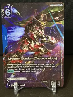 Gundam Card Game: Unicorn Gundam (Destroy Mode) (LR+) - Newtype Rising (GD01) - Image 1