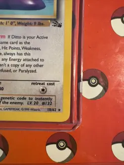 💥 Ditto Non Holo 1999 Pokemon Fossil Set WOTC Vintage Card # 18/62 - Image 3