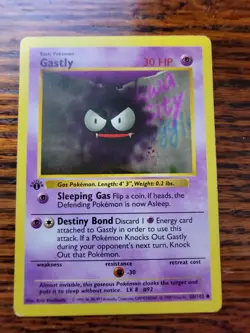 👻Pokemon Card Gastly 50/102 - 1st Edition Base Set Shadowless 1999 MP** - Image 1