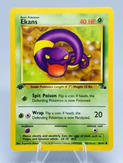 Ekans 46/62 1st Edition Fossil 1999 Pokemon Card WotC - NM - Image 1