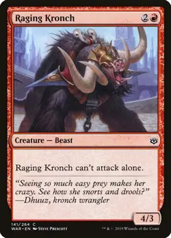 Raging Kronch 141 WAR MTG Common Red Beast 2019 Prescott MTG Creature EN - Image 1