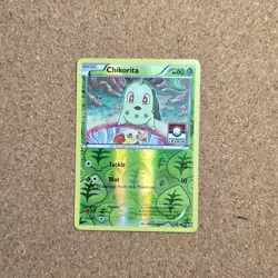 #2 Pokemon League Stamp Chikorita 1/122 Reverse Foil XY Breakpoint Card *B2 - Image 1