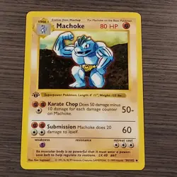 Machoke 34/102 1st Edition Base Set Shadowless Pokemon Card Nice! - Image 1