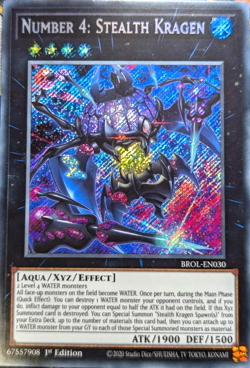 Number 4: Stealth Kragen - BROL-EN030 - Secret Rare 1st Edition YuGiOh TCG Card - Image 1