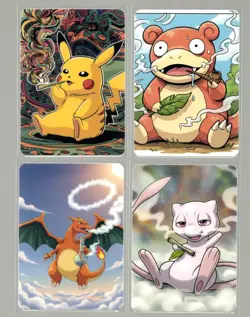 Pokemon Fanart STONEY PIKACHU, CHARIZARD, MEW, SLOWPOKE Cards by SPACED_OUT - Image 1