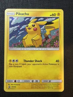 Pokemon TCG Pikachu SM206 Black Star Promo Holo Card Near Mint Condition - Image 1