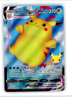 HOLO Surfing Pikachu VMAX 009/025 NM - Pokemon 25th Celebrations Card - Image 1