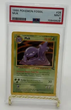 1999 Pokemon Fossil Muk #28/62 Non-Holo PSA 9 Mint WOTC Vintage Card - Image 1