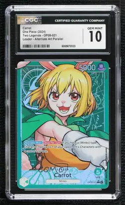 2024 One Piece Card Game: Two Legends OP08 L (Alt Art) Carrot CGC 10 Gem Mint - Image 1