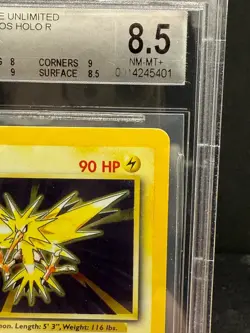 1999 Pokemon Zapdos Holo 16/102 Base Set Unlimited English BGS 8.5 - Image 3