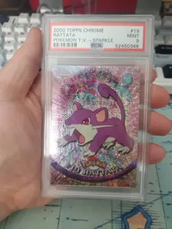 2000 Topps Chrome Pokemon Rattata #19 Sparkle Chrome PSA 9, POP 6 RARE! - Image 1