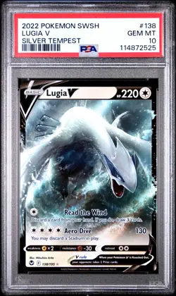 2022 POKEMON SWORD & SHIELD SILVER TEMPEST #138 LUGIA V PSA 10 - Image 1