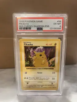 1999 Pokemon TCG Pikachu RED CHEEKS Shadowless Base Set #58/102 - PSA 6 - Image 1