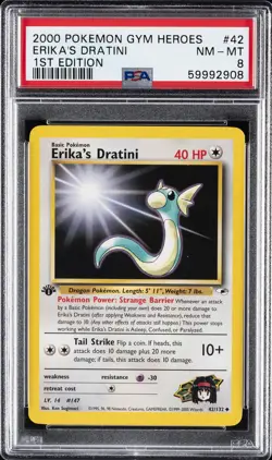 2000 POKEMON GYM HEROES 1ST ED #42 ERIKA'S DRATINI PSA 8 - Image 1