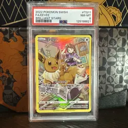 Pokemon Eevee PSA 8 NM-Mint TG11/TG30 Brilliant Stars Trainer Gallery Full Art - Image 1