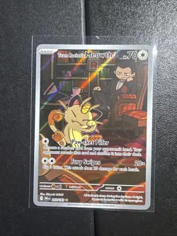 Team Rockets Meowth 203/182 SV10 Destined Rivals Illustrated Card Mint Condition - Image 1