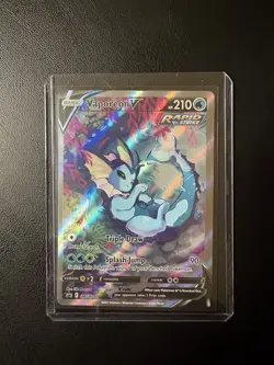 Vaporeon V Rapid Strike Holo Pokemon Card 210/203 And Vmax And pin - Image 1