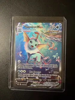Vaporeon V Rapid Strike Holo Pokemon Card 210/203 And Vmax And pin - Image 2