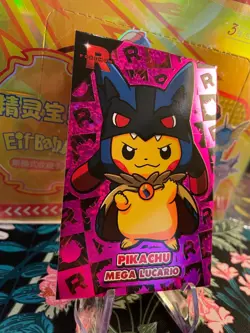 Pikachu Poncho Lucario Magenta Holo BOX HIT Team Rocket Card Database Pokemon - Image 3