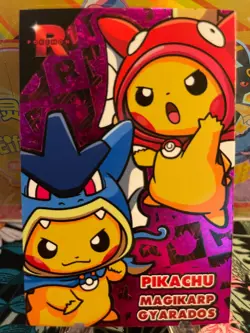 Pikachu Poncho Marikarp Gyarados Magenta Holo BOX HIT Team Rocket Card Pokemon - Image 1