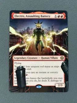 Electro, Assaulting Battery MTG Marvels Spider-Man Hand Painted Full Altered Art - Image 1