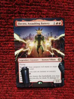 Electro, Assaulting Battery MTG Marvels Spider-Man Hand Painted Full Altered Art - Image 2