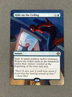 Hide on the Ceiling MTG Marvel's Spider-Man Hand Painted Borderless Altered Art - Image 1