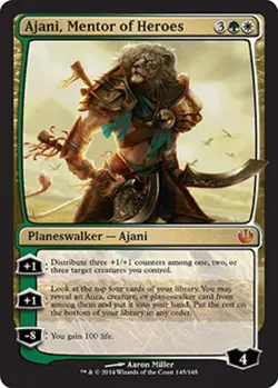 Ajani, Mentor of Heroes - Foil Journey Into Nyx Magic mtg Moderate Play English - Image 1