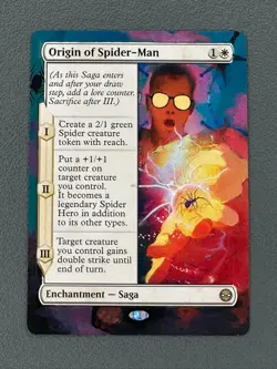 Origin of Spider-Man MTG Marvel's Spider-Man Hand Painted Borderless Altered Art - Image 1
