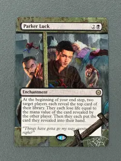 Parker Luck MTG Marvel's Spider-Man Hand Painted Borderless Extended Altered Art - Image 1