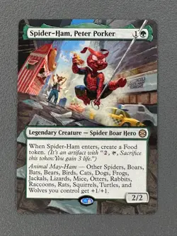 Spider-Ham, Peter Porker MTG Marvel's Spider-Man Hand Painted Full Altered Art v - Image 1