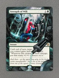 Strength of Will MTG Marvels Spider-Man Hand Painted Borderless Full Altered Art - Image 1