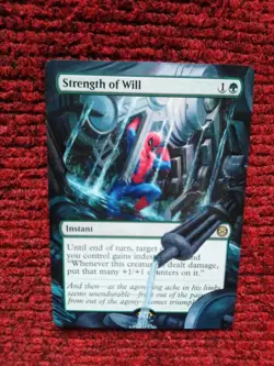 Strength of Will MTG Marvels Spider-Man Hand Painted Borderless Full Altered Art - Image 2