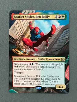 Scarlet Spider, Ben Reilly MTG Marvel's Spider-Man Hand Painted Full Altered Art - Image 1