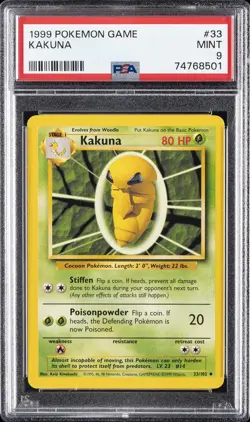 1999 POKEMON BASE SET UNLIMITED #33 KAKUNA PSA 9 - Image 1
