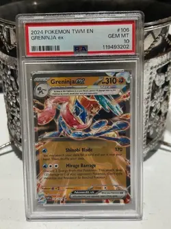 2024 Pokemon Greninja ex 106/167 Sv06: Twilight Masquerade Holo PSA 10 - Image 1