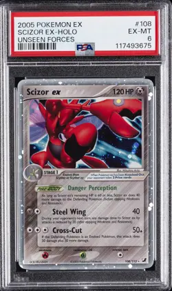 2005 POKEMON EX UNSEEN FORCES #108 SCIZOR EX-HOLO PSA 6 - Image 1