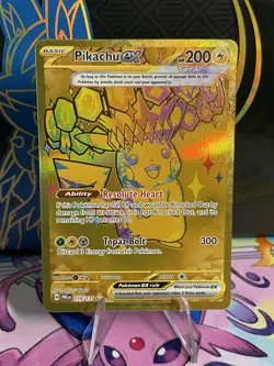 Pokemon TCG Pikachu EX 179/131 Prismatic Evolutions Gold (tiny dot left of P) - Image 1