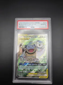 PSA 10 Blastoise & Piplup GX 215/236 Alt Art Holo Cosmic Eclipse Pokemon TCG - Image 1
