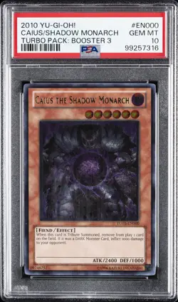 2010 YU-GI-OH! TURBO PACK: BOOSTER THREE #EN000 CAIUS THE SHADOW MONARCH PSA 10 - Image 1