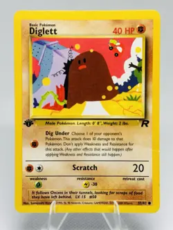 Diglett 52/82 1st Edition Team Rocket 2000 Pokemon Card WotC - NM - Image 1