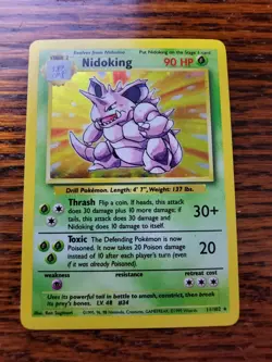 Nidoking 11/102 Holo Rare, Base Set Edition Pokemon Card 1999 WOTC MP!! - Image 1