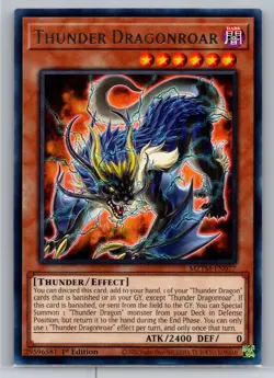 MZTM-EN077 Thunder Dragonroar Rare Yu-Gi-Oh Card 1st Edition New - Image 1