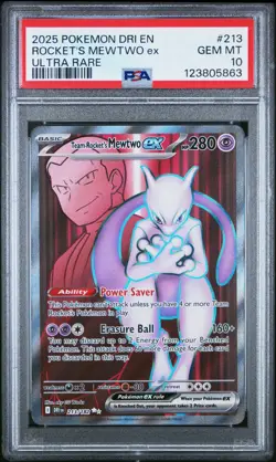 Team Rockets Mewtwo ex PSA 10 English Pokemon Card 213 Destined Rivals 2025 UR - Image 1