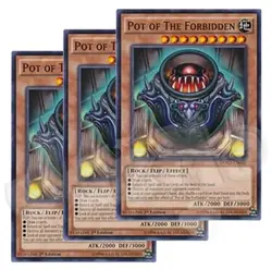 Yugioh - Pot of the Forbidden x 3 - 1st Edition LP - Plus Free Holographic Card - Image 1
