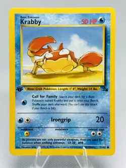 Krabby 51/62 1st Edition Fossil 1999 Pokemon Card WotC - NM - Image 1