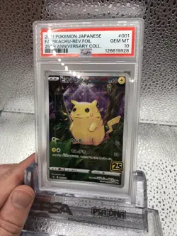 PSA 10 Pikachu Reverse Holo 001/028 S8a 25th Anniversary Japanese Pokemon Card - Image 3