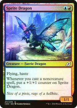 Sprite Dragon #211 Ikoria MTG MAGIC FAERIE DRAGON FOIL O252 - Image 1