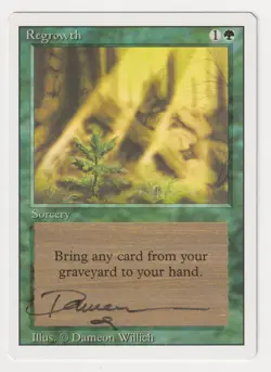Signed Regrowth MP Revised Edition Artist Dameon Willich 1994 MTG Magic Vintage! - Image 1